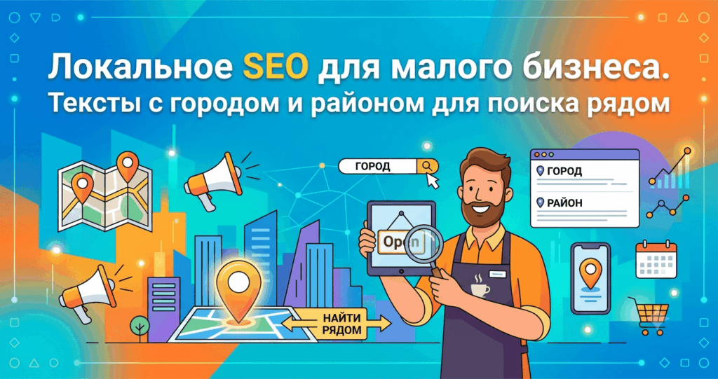 Локальное SEO для малого бизнеса: тексты с городом и районом для поиска рядом